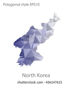 North Korea map in geometric polygonal style.Abstract gems triangle,modern design background. Vector illustration EPS10