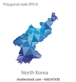 North Korea map in geometric polygonal style.Abstract gems triangle,modern design background. Vector illustration EPS10
