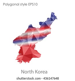 North Korea map in geometric polygonal style.Abstract gems triangle,modern design background. Vector illustration EPS10