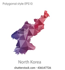 North Korea map in geometric polygonal style.Abstract gems triangle,modern design background. Vector illustration EPS10