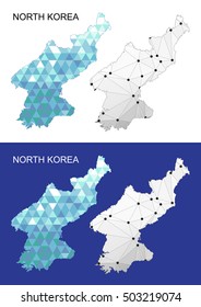 North Korea map in geometric polygonal style. Abstract gems triangle.