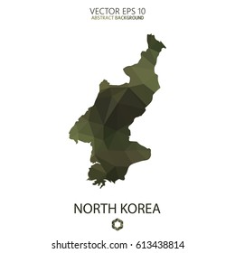 North Korea map in geometric polygonal military style.Abstract tessellation,modern design background. Vector illustration eps 10.