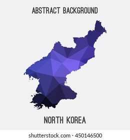 North Korea map in geometric polygonal,mosaic style.Abstract tessellation,modern design background,low poly. Vector illustration.