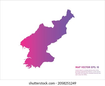Color del gradiente del mapa de Corea del Norte . sobre fondo blanco. 