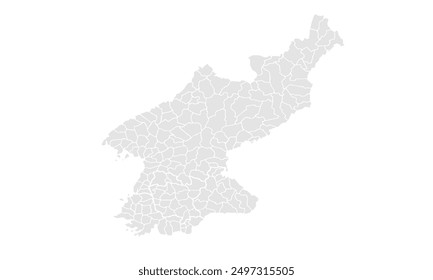 North korea map Grayscale,isolated on white background for website layouts,background,education, precise,customizable,Travel worldwide,map silhouette backdrop,earth geography, political,reports.