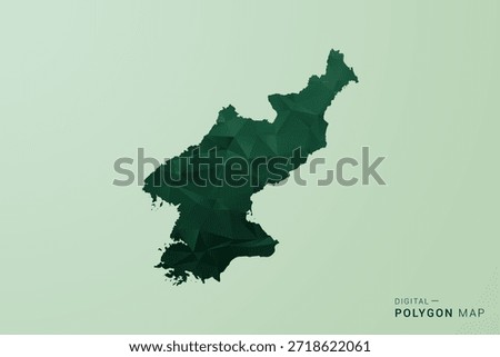 North Korea Map - Green Polygon Style Vector Illustration, Low Poly Geometric Design with Clean Silhouette on soft green Background.