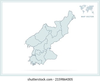 North Korea map green vector on white background.