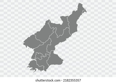 North Korea Map grey Color on White Background quality files Png