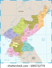 North Korea Map - High Detailed Vector Illustration