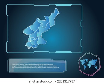 North Korea Map infographic technology blue Color element collection background