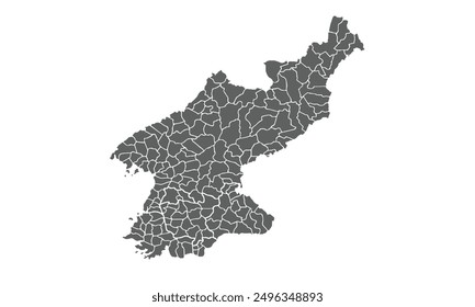 North korea map isolated on white background. for website layouts, background, education, precise, customizable, Travel worldwide, map silhouette backdrop, earth geography, political, reports.