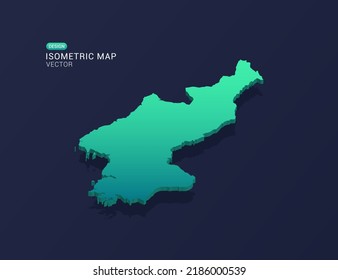 North Korea Map Of Isometric Green Gradient Vector Illustration.