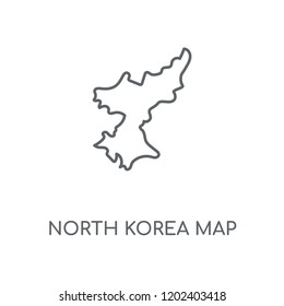 North Korea map linear icon. North Korea map concept stroke symbol design. Thin graphic elements vector illustration, outline pattern on a white background, eps 10.