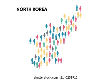 North Korea Map made by a group of people, Population. Globalization. People from different countries