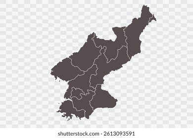 North Korea Map Minimalist  High-Quality PNG  Ash Color on Transparent Background Perfect for presentations infographics educational materials and graphic design projects