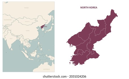 North korea map. map of North korea and neighboring countries.