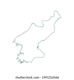 North Korea Map outline vector. North korea Map stroke