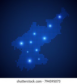 North Korea map page symbol for your web site design North Korea map logo, app, UI. Wire frame 3D mesh polygonal network line, design sphere, dot and structure. North Korea map vector illustration.