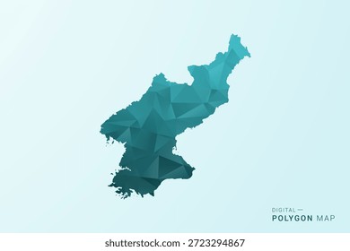 Nordkorea Karte - Polygon Stil Vektorgrafik in blau-grün Low Poly geometrischen Design, moderne minimale Silhouette.