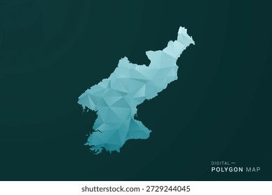 North Korea Map - Polygon style vector illustration in green and blue low poly geometric design, clean minimal silhouette for infographic.