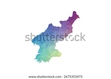North Korea Map - Polygon Style Vector Illustration in Rainbow Gradient, Low Poly Multicolor Geometric Design, Isolated on White Background, Suitable for Reports, and Creative Projects.