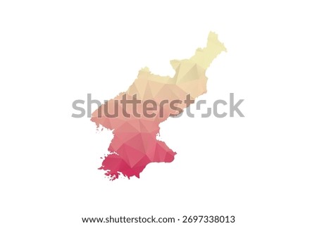 North Korea Map - Polygon Style Vector Illustration in Peach and Pink Gradient, Low Poly Geometric Design, Isolated on White Background for Infographics and Projects.
