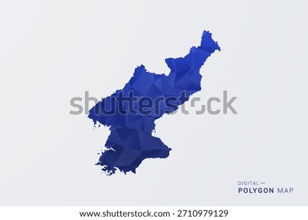 North Korea Map - Polygon Style Vector Illustration in Deep Blue Gradient, Low Poly Geometric Design, Clean Silhouette Isolated on White Background for Infographics.