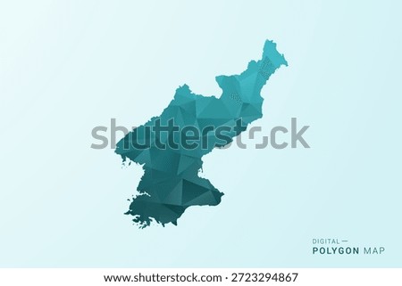 North Korea Map - Polygon style vector illustration in teal blue-green low poly geometric design, modern minimal silhouette.