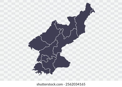 North Korea Map Slate Color on White Background quality files Png