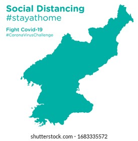 North Korea map with Social Distancing stayathome tag