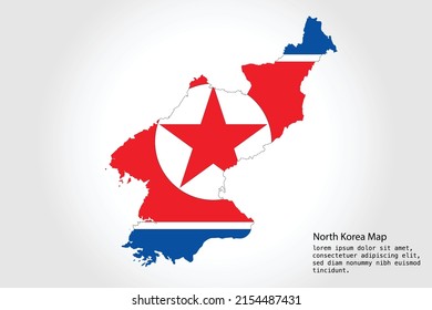 North Korea Map stripes. Vector illustration Color on White Backgound