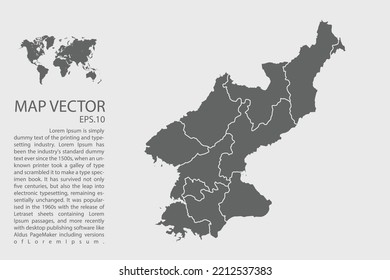 North Korea map vector, Abstract design vector illustration Eps 10. High Detailed on white background.