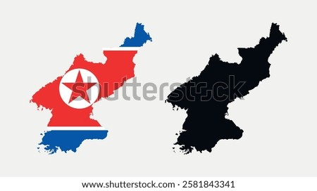 North Korea Map vector icon. Map of North Korea in Flag colors.