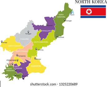 North Korea map vector illustration, north korea map
