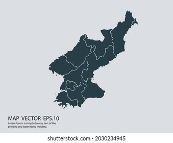 North Korea map vector, isolated on gray background