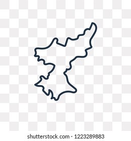 North Korea map vector outline icon isolated on transparent background, high quality linear North Korea map transparency concept can be used web and mobile
