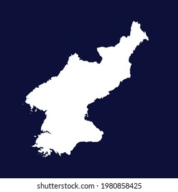 North Korea map vector. white color on blue background.