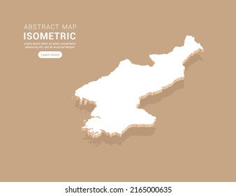 North Korea map white on brown background with isometric vector.