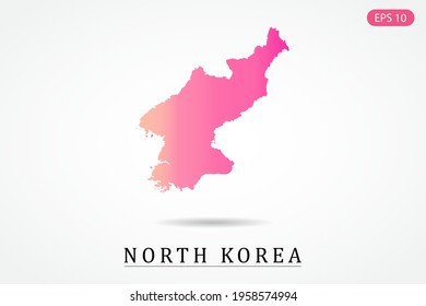 North Korea Map - World Map International vector template with Pink gradient color isolated on white background - Vector illustration eps 10
