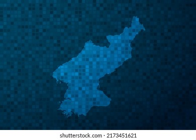 North Korea Map - World Map international vector template with technology style isolated on blue pixel background for education, design, website, infographic - Vector illustration eps 10