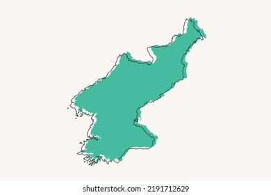 North Korea Map - World map International vector template with black and green geometric shapes and lines style isolated on white background for design, infographic - Vector illustration eps 10
