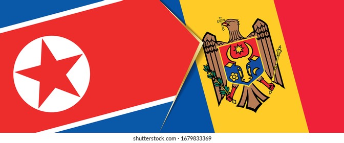 Nordkorea und die Republik Moldau Flaggen, zwei Vektorillustrationen Flaggen Symbol für Beziehung oder Konfrontation.