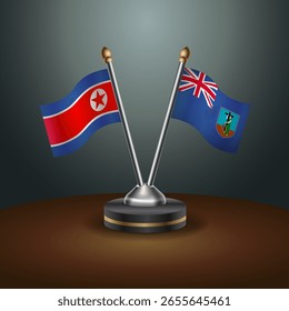 A tabela Coreia do Norte e Montserrat sinaliza a relação com o plano de fundo gradiente. Ilustração de vetor