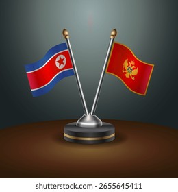 North Korea and Morocco table flags relation  with gradient backgrund. Vector Illustration