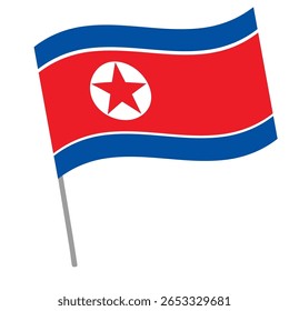 Bandeira nacional da Coreia do Norte salta com mastro