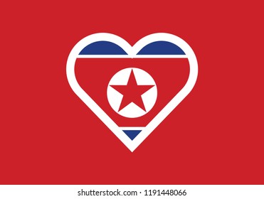 North Korea national flag heart shape country emblem state symbol