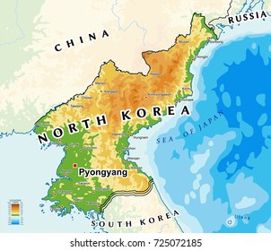 North Korea physical map