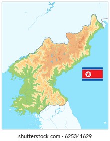 North Korea Physical Map. No text. Vector illustration.