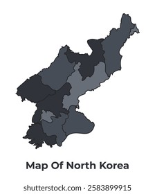 North Korea political map border of regions outline vector set