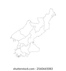 north korea province map outline design art on white background